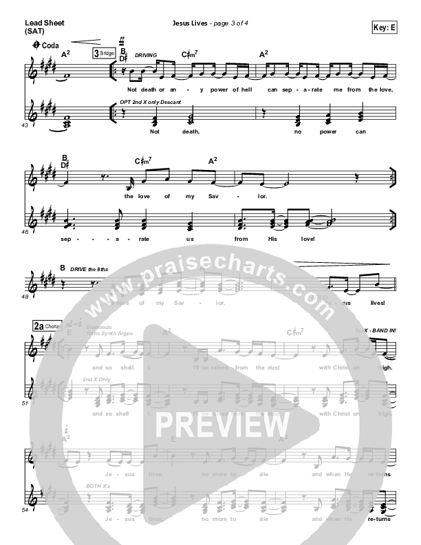 Jesus Lives Lead Sheet (Sovereign Grace)