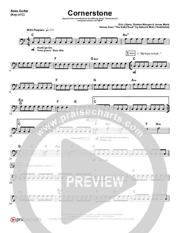 Cornerstone Bass Guitar (Hillsong Worship)