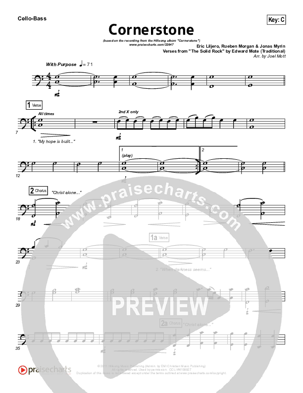 Cornerstone Cello/Bass (Hillsong Worship)
