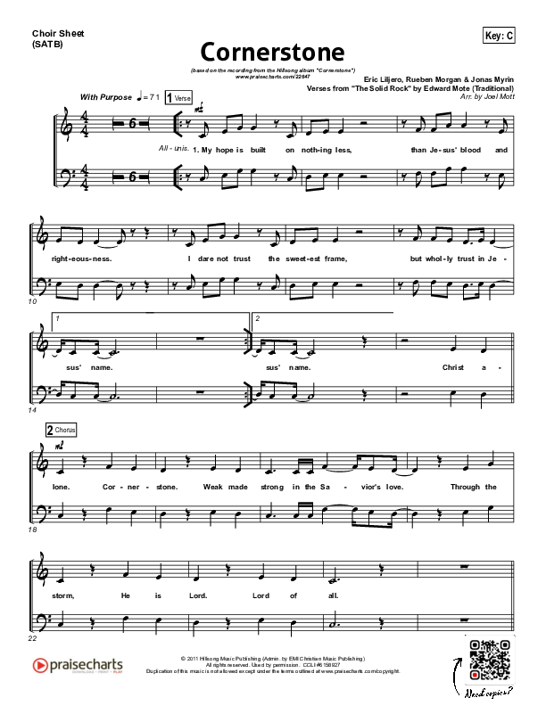 Cornerstone Choir Vocals (SATB) (Hillsong Worship)