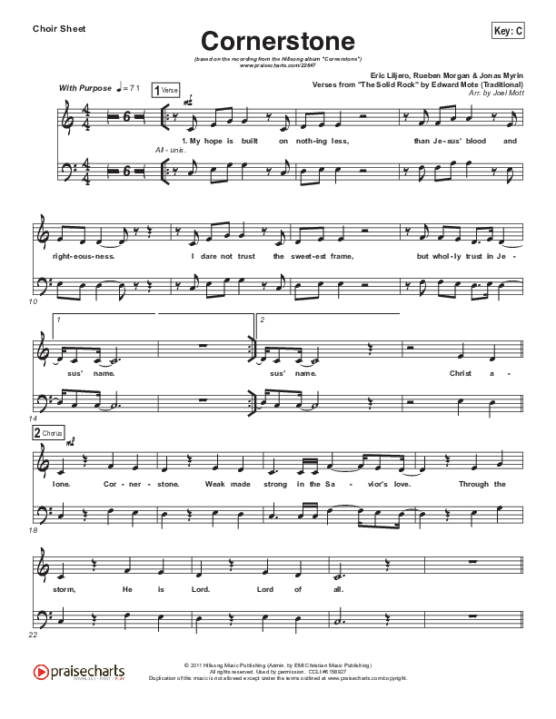 Cornerstone Choir Sheet (SATB) (Hillsong Worship)