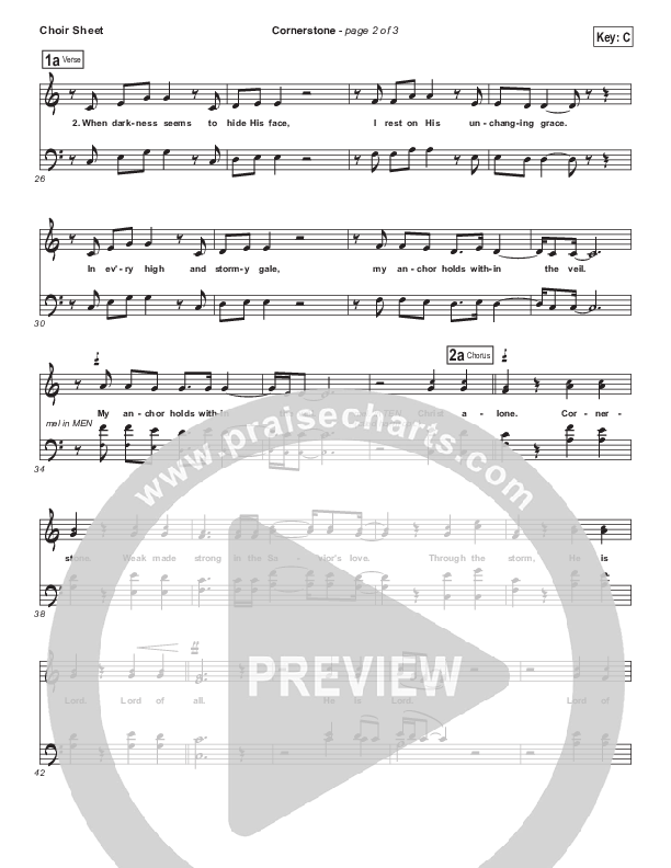 Cornerstone Choir Sheet (SATB) (Hillsong Worship)