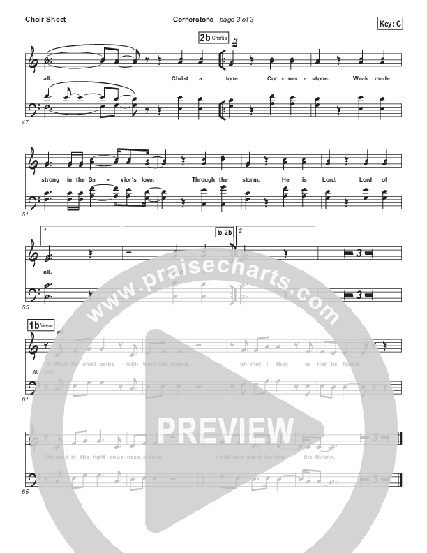 Cornerstone Choir Sheet (SATB) (Hillsong Worship)