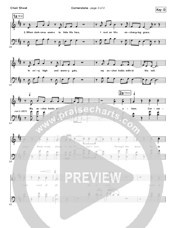 Cornerstone Choir Sheet (SATB) (Hillsong Worship)