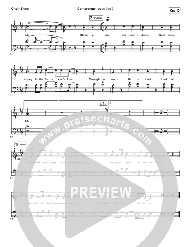 Cornerstone Choir Sheet (SATB) (Hillsong Worship)
