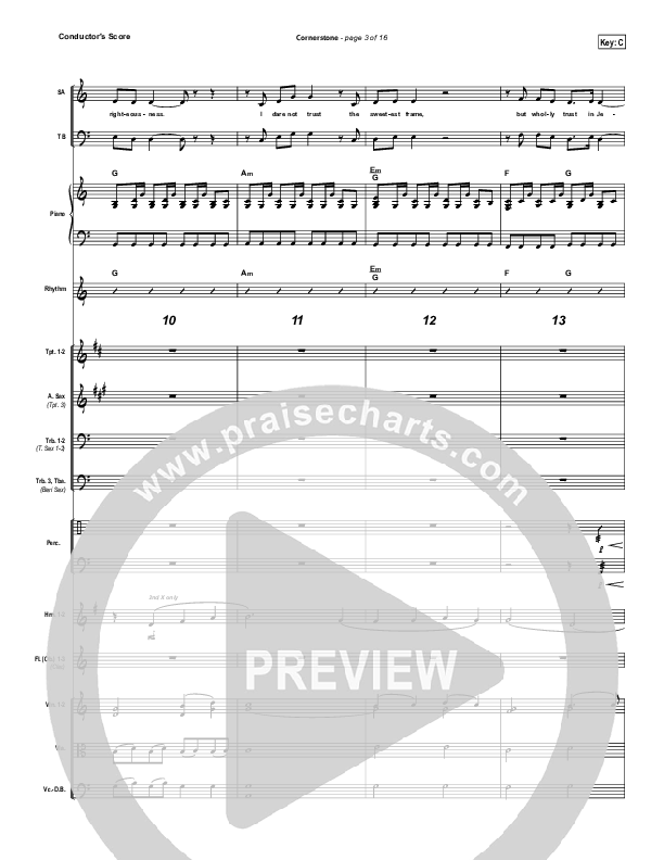 Cornerstone Conductor's Score (Hillsong Worship)