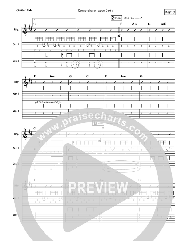 Cornerstone Guitar Tab (Hillsong Worship)
