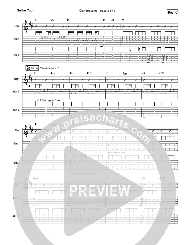 Cornerstone Guitar Tab (Hillsong Worship)