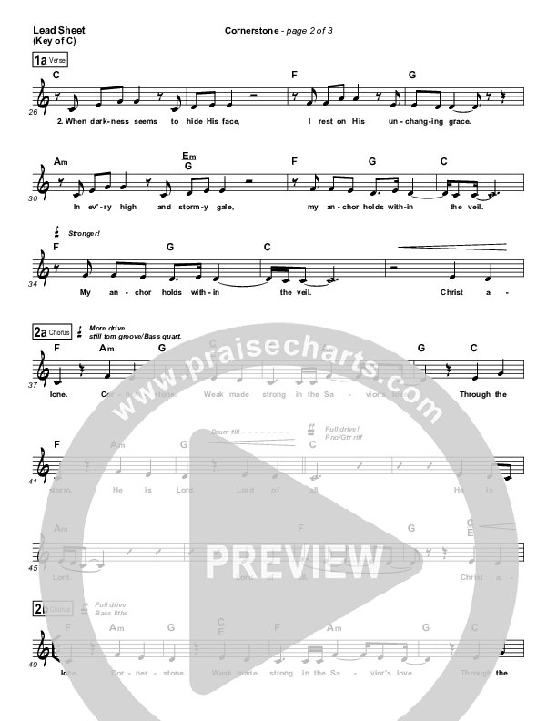 Cornerstone Lead Sheet (Melody) (Hillsong Worship)