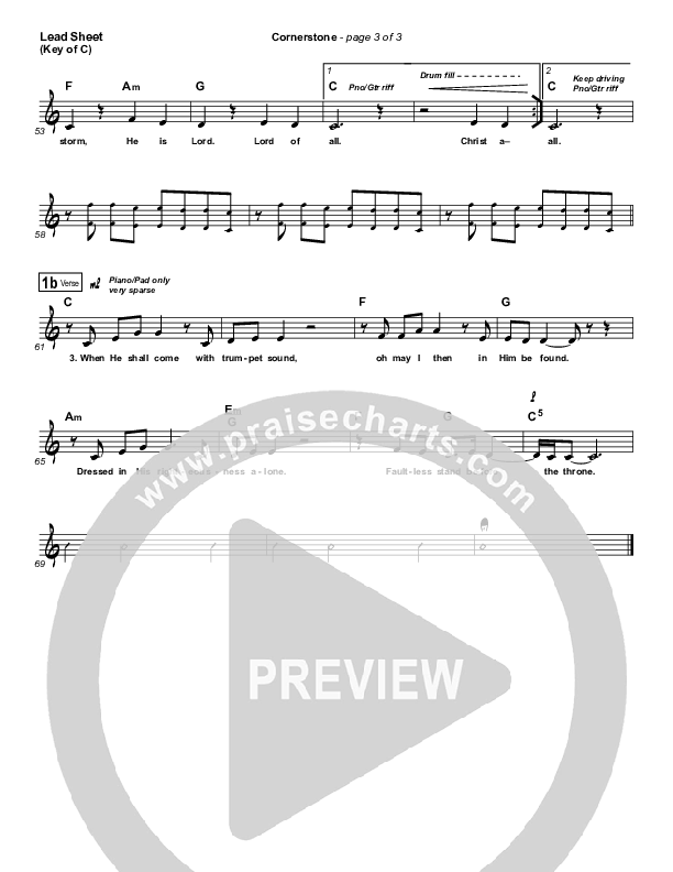 Cornerstone Lead Sheet (Melody) (Hillsong Worship)