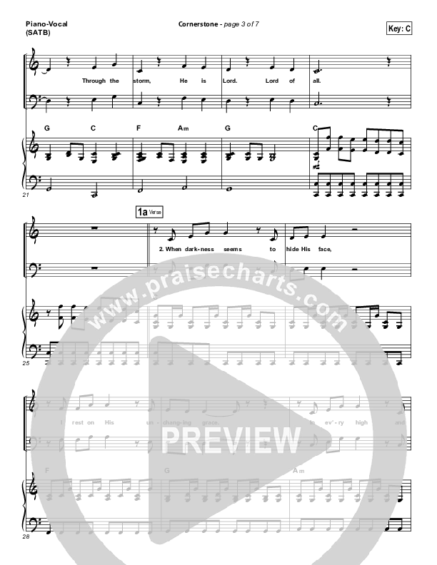 Cornerstone Piano/Vocal (SATB) (Hillsong Worship)