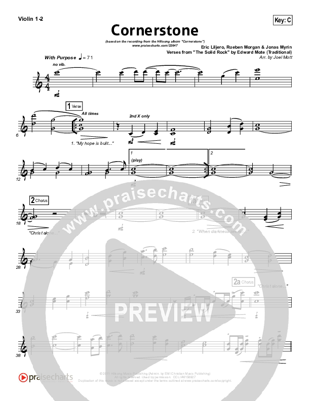 Cornerstone Violin 1,2 (Hillsong Worship)