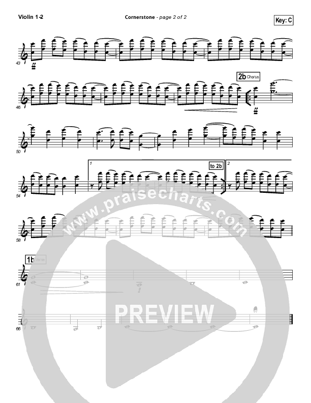 Cornerstone Violin 1,2 (Hillsong Worship)