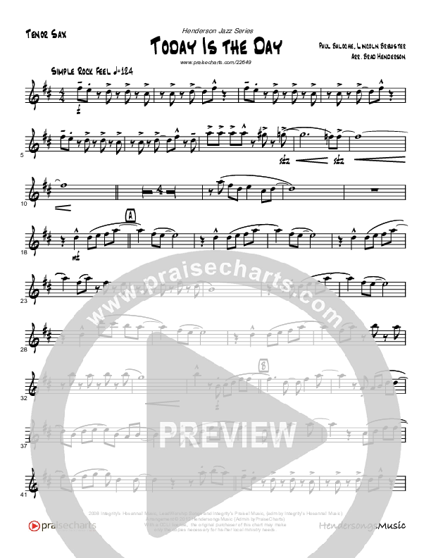 Today Is The Day (Instrumental) Tenor Sax 2 (Brad Henderson)
