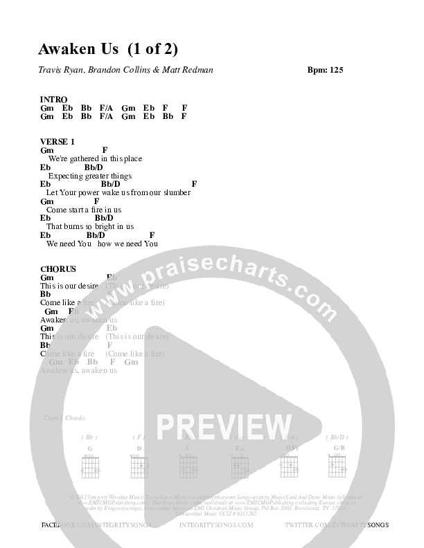 Awaken Us Chords & Lyrics (Travis Ryan)