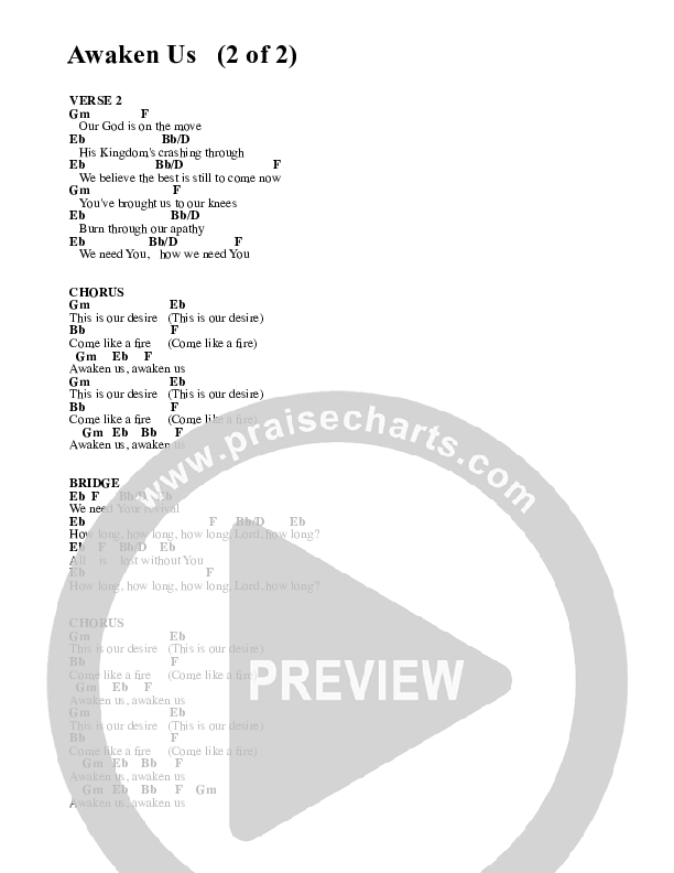 Awaken Us Chords & Lyrics (Travis Ryan)