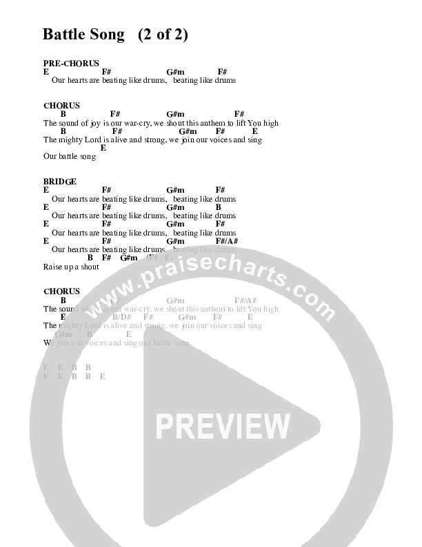 Battle Song Chord Chart (Travis Ryan)