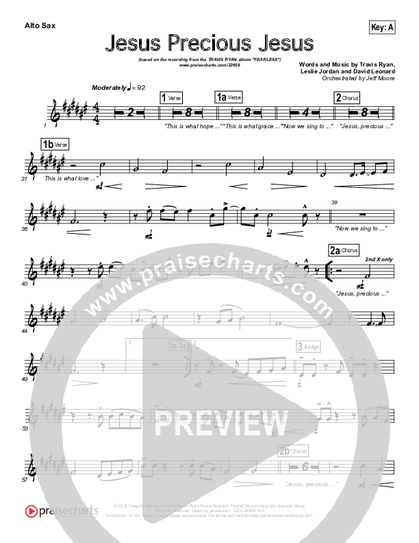 Jesus Precious Jesus Alto Sax (Travis Ryan)