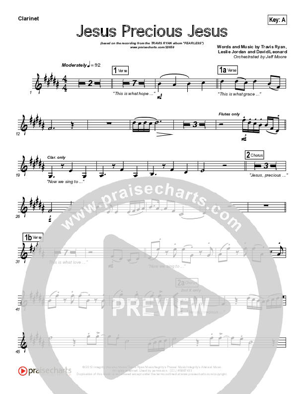 Jesus Precious Jesus Clarinet (Travis Ryan)