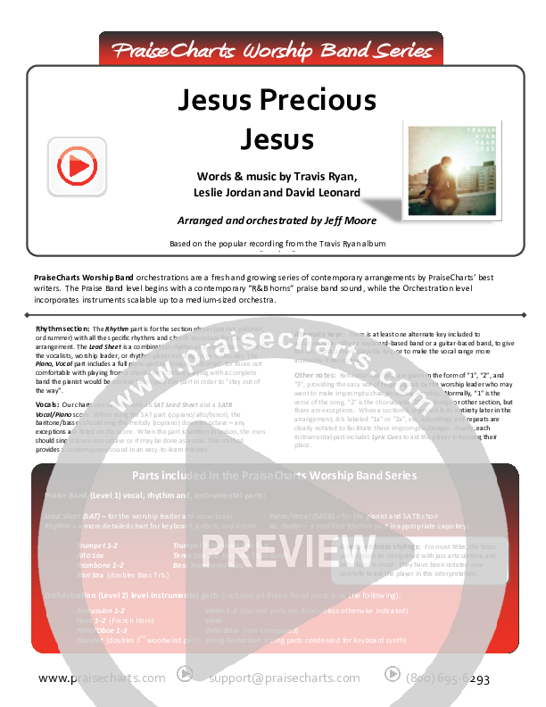 Jesus Precious Jesus Cover Sheet (Travis Ryan)