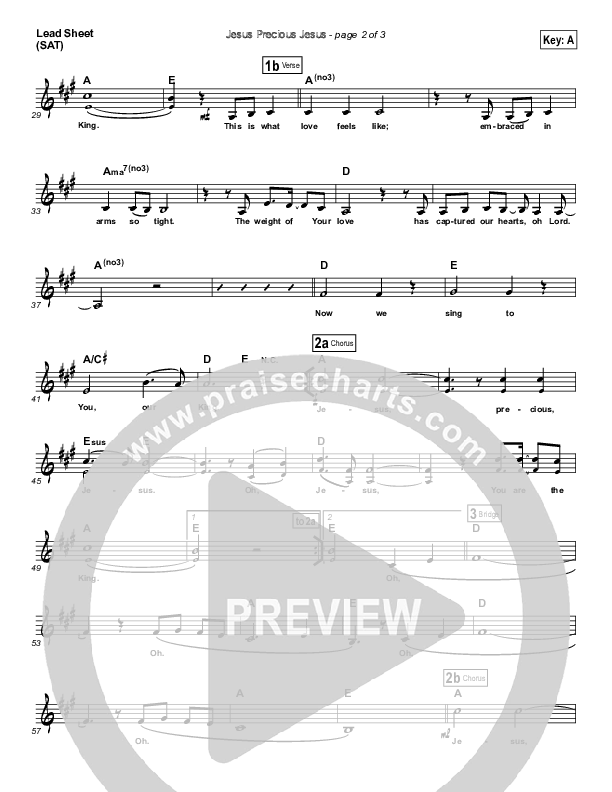 Jesus Precious Jesus Lead Sheet (Travis Ryan)