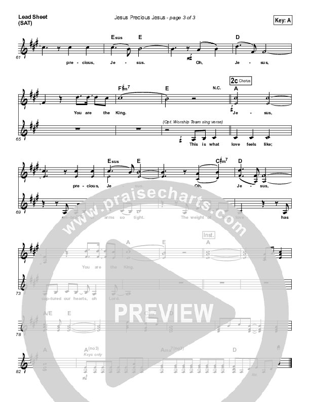 Jesus Precious Jesus Lead Sheet (Travis Ryan)