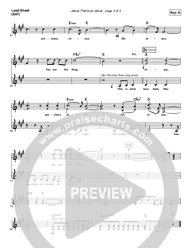 Jesus Precious Jesus Lead Sheet (SAT) (Travis Ryan)