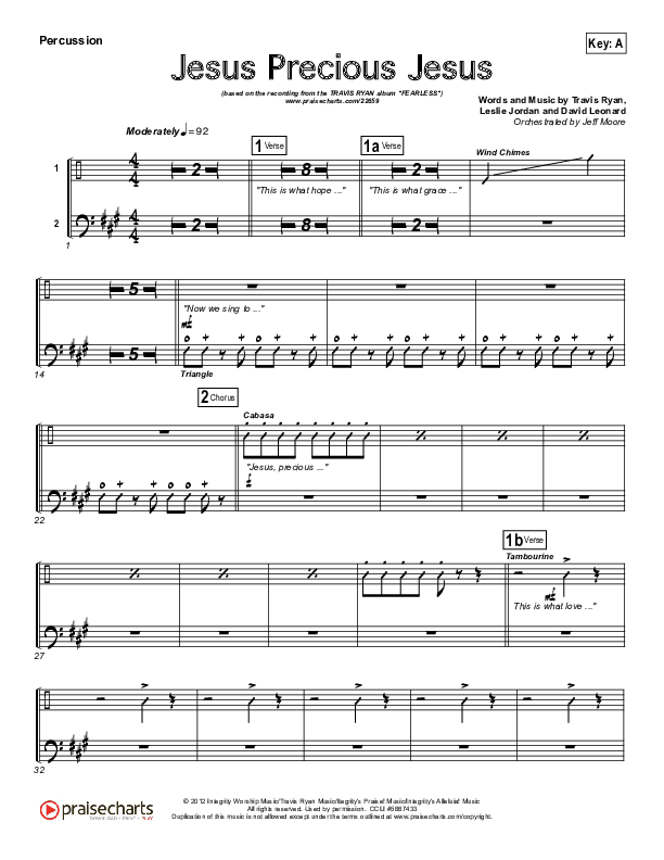 Jesus Precious Jesus Percussion (Travis Ryan)