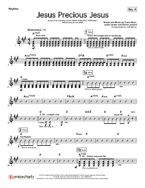 Jesus Precious Jesus Rhythm Chart (Travis Ryan)