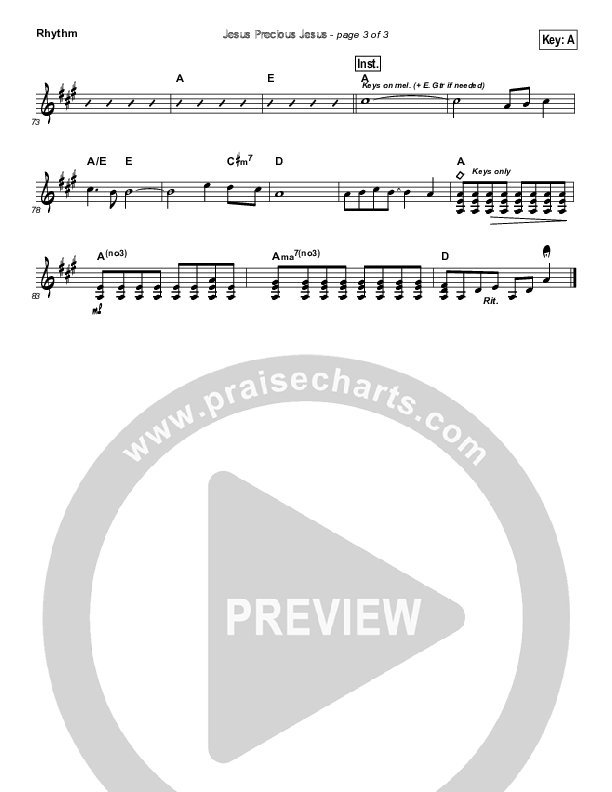 Jesus Precious Jesus Rhythm Chart (Travis Ryan)