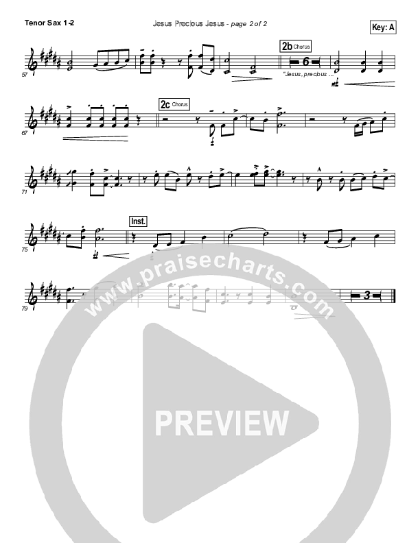 Jesus Precious Jesus Tenor Sax 1/2 (Travis Ryan)