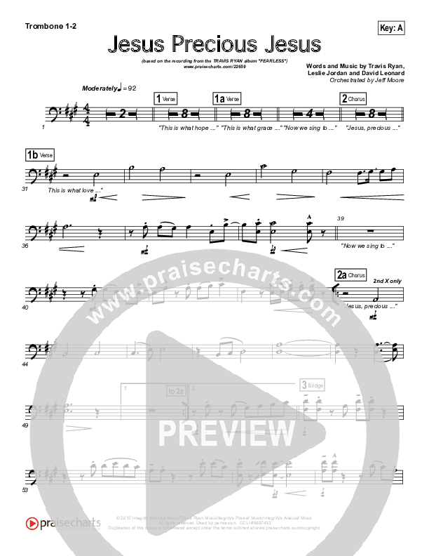 Jesus Precious Jesus Trombone 1/2 (Travis Ryan)