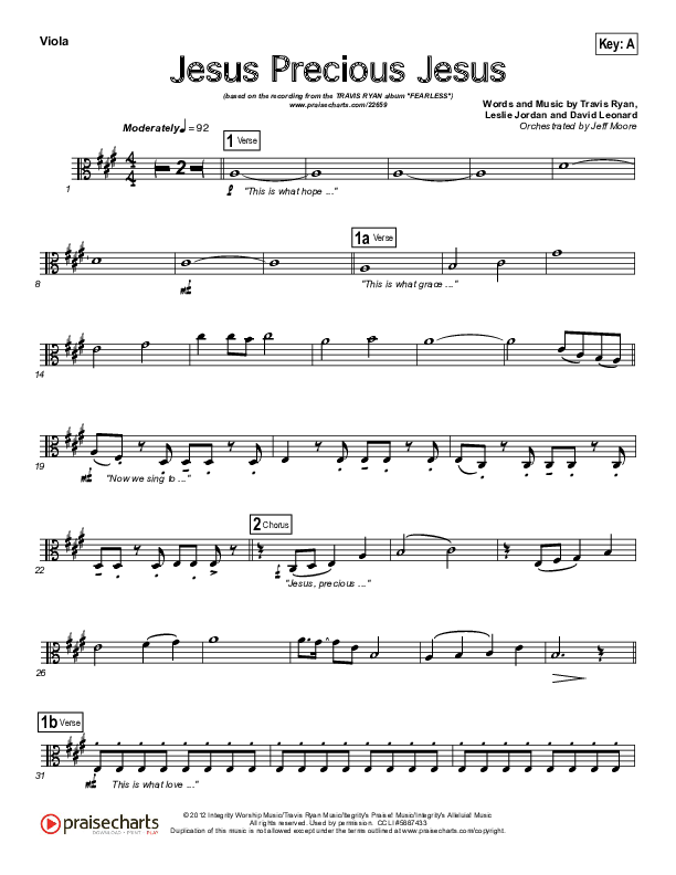 Jesus Precious Jesus Viola (Travis Ryan)
