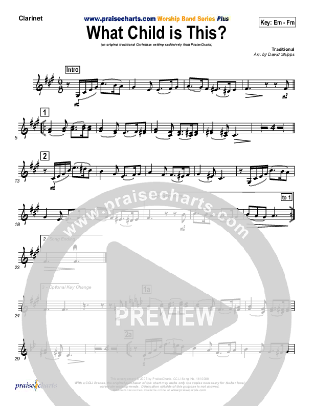 What Child Is This Clarinet (PraiseCharts / Traditional Carol)
