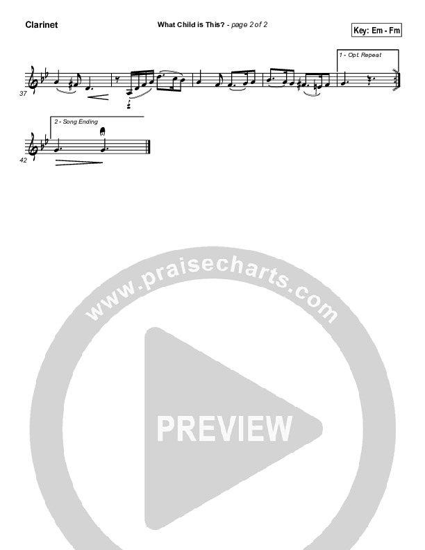 What Child Is This Clarinet (PraiseCharts / Traditional Carol)