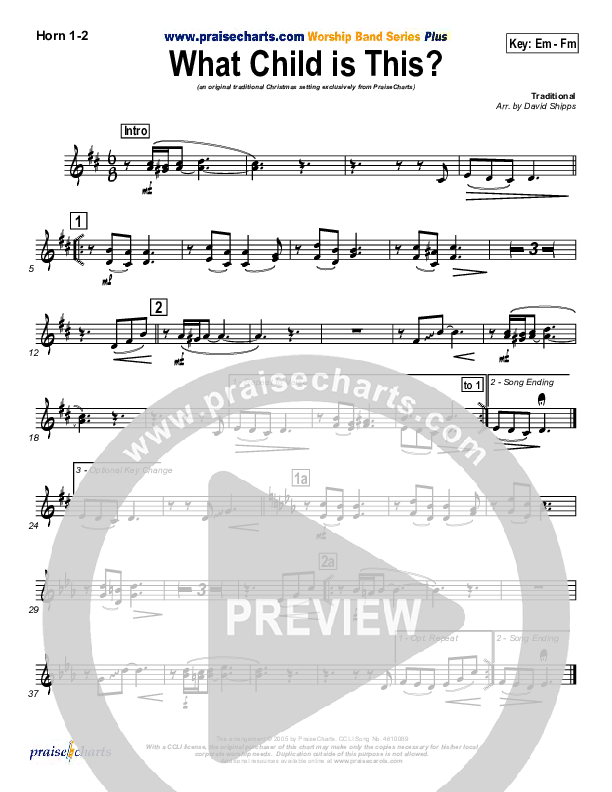What Child Is This French Horn 1/2 (PraiseCharts / Traditional Carol)
