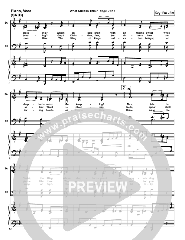 What Child Is This Piano/Vocal (SATB) (PraiseCharts / Traditional Carol)