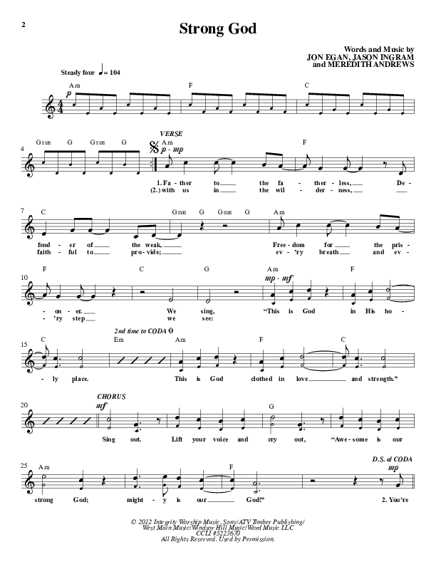 Strong God Lead Sheet (Desperation Band)