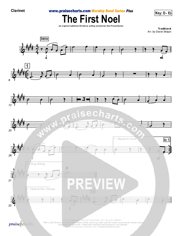 The First Noel Clarinet (PraiseCharts / Traditional Carol)
