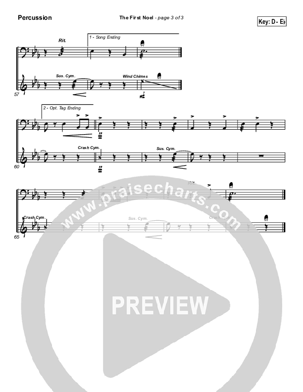 The First Noel Percussion (PraiseCharts / Traditional Carol)