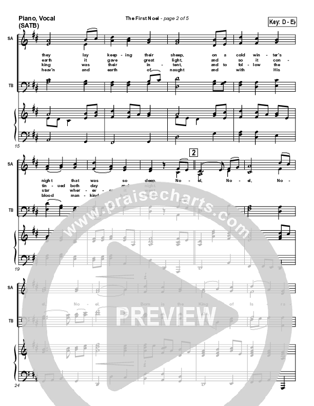 The First Noel Piano/Vocal (SATB) (PraiseCharts / Traditional Carol)