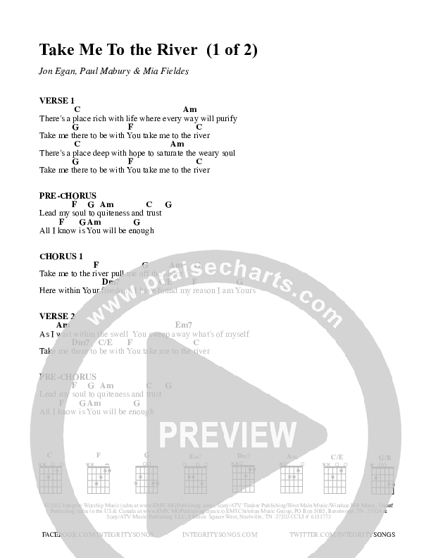 Take Me To The River Chord Chart (Desperation Band)