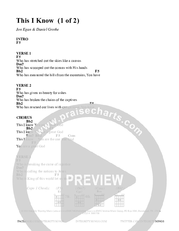 This I Know Chords & Lyrics (Desperation Band)