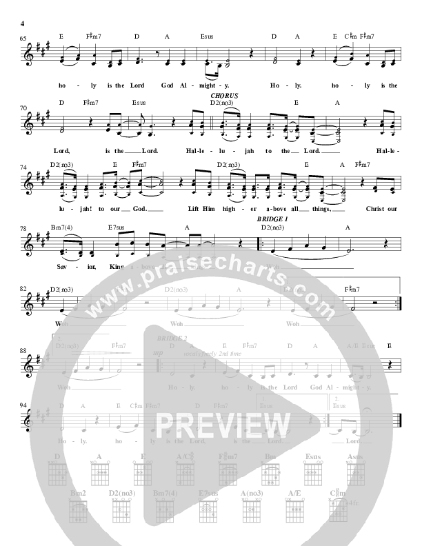 Hallelujah To The Lord Lead Sheet (Planetshakers)