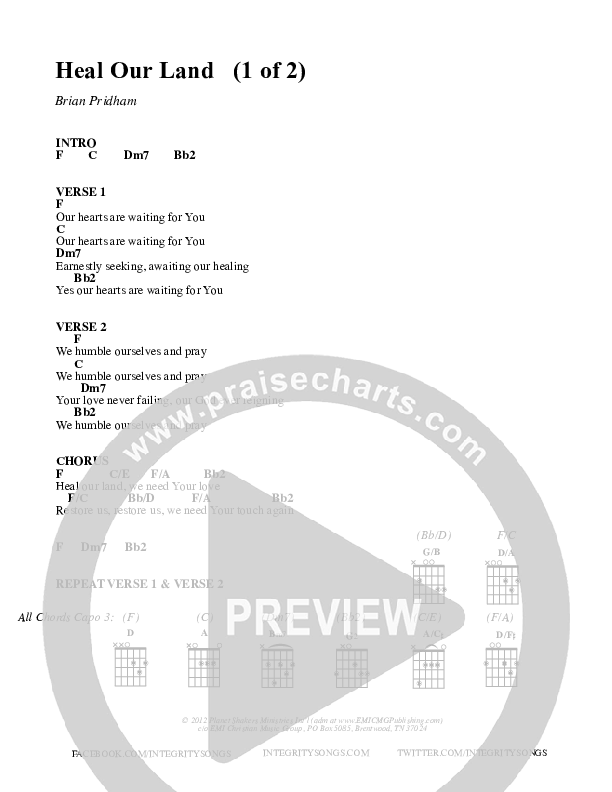 Heal Our Land Chords & Lyrics (Planetshakers)