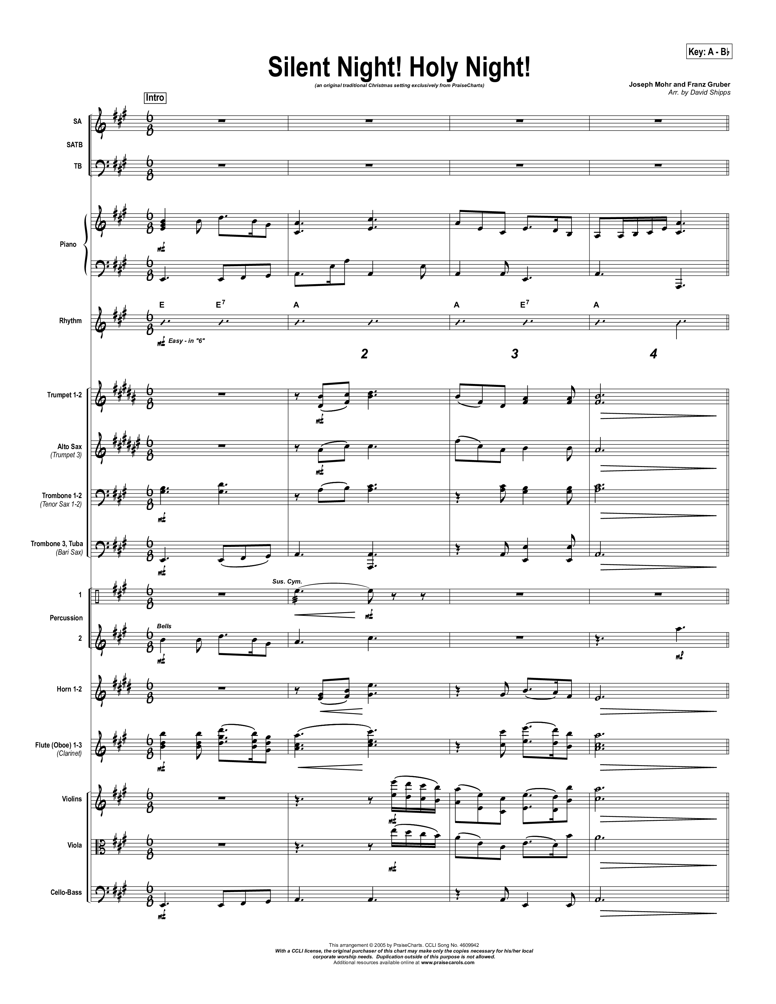 Silent Night Conductor's Score (Traditional Carol / PraiseCharts)