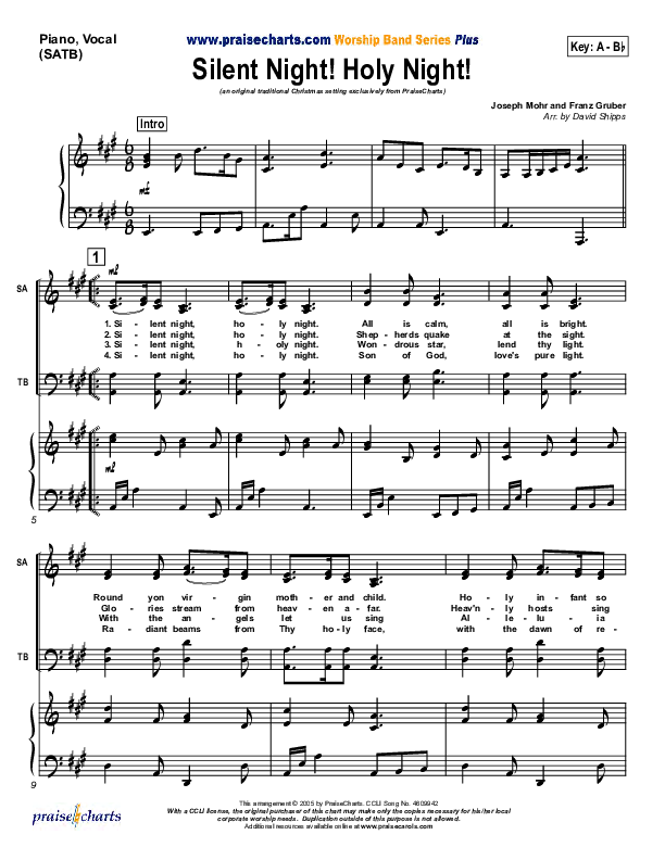 Silent Night Piano/Vocal & Lead (Traditional Carol / PraiseCharts)