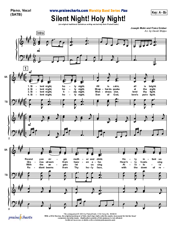 Silent Night Piano/Vocal (Traditional Carol / PraiseCharts)