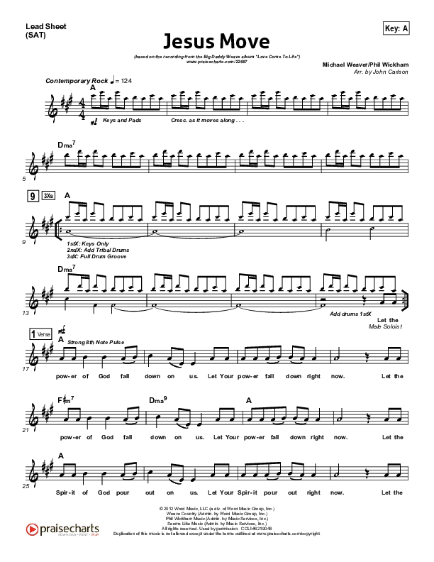 Jesus Move Lead Sheet (Big Daddy Weave)