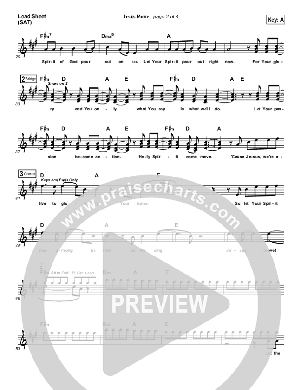 Jesus Move Lead Sheet (Big Daddy Weave)